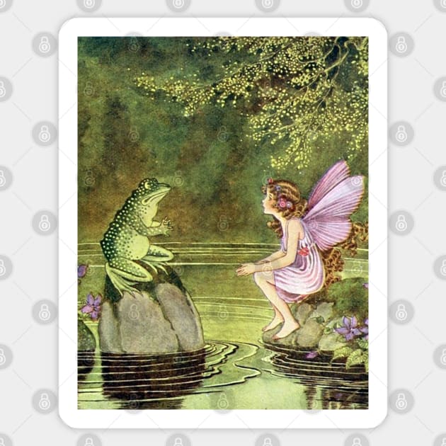 Frog and Fairy Talking -Ida Rentoul Outhwaite Sticker by forgottenbeauty